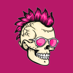 Pink Mohawk Skull