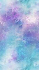 A blue and purple background with clouds and stars.