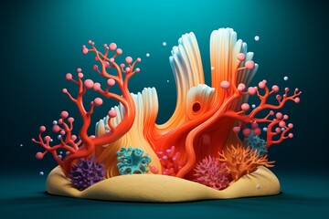 3d illustration of coral reef - obrazy, fototapety, plakaty