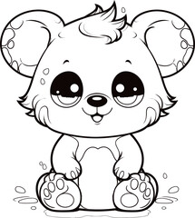 Panda cute animal stock, coloring page image