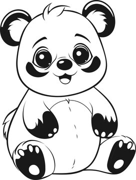 Panda cute animal stock, coloring page image