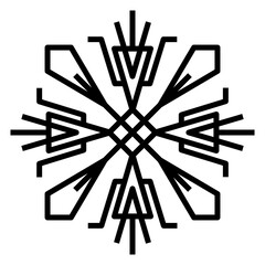 Beautiful abstract snowflake. Snow flake symmetric ornament design. PNG with transparent background