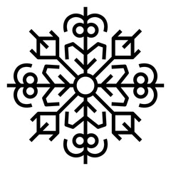 Beautiful abstract snowflake. Snow flake symmetric ornament design. PNG with transparent background