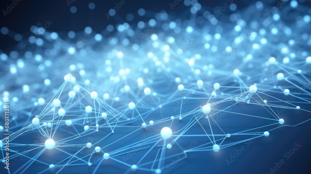 Aufkleber a network of dots and lines on a blue background. abstract technological background.