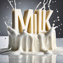 Flowing milk in square shape. Generative AI