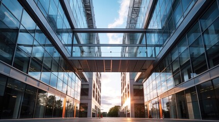 Fototapeta premium Modern multi-storey office building on the street