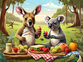 Picnic Pals Kangaroo and Koala Lunchtime