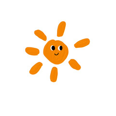 Watercolor sun isolated. Vector illustration.