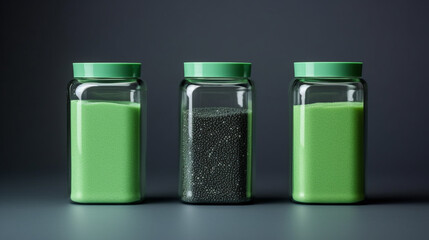 Ecodesign: Mockup de Potes Plásticos Reciclados em Verde Sustentável