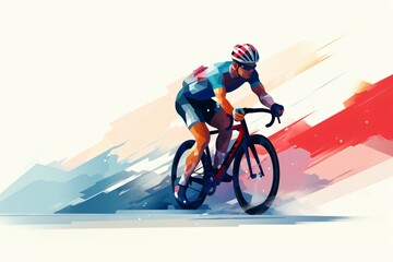 Fototapeta premium Graphic illustration of a person cycling