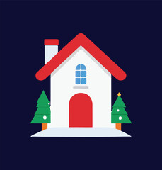 Naklejka premium baba nuil house vector with snow and pope hat 