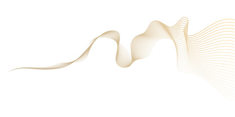 Abstract vector wavy lines flowing smooth curve gold gradient color on transparent background in concept of luxury, technology, science, music, modern. - obrazy, fototapety, plakaty
