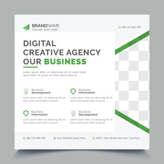 Business marketing agency promotion social media post template. Editable square banner design