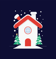 baba nuil house vector with snow and pope hat 