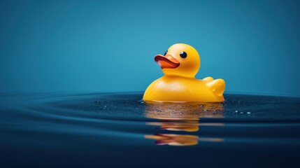  a yellow rubber duck floating on top of a body of water with it's head above the water's surface, with its mouth open wide open wide open.