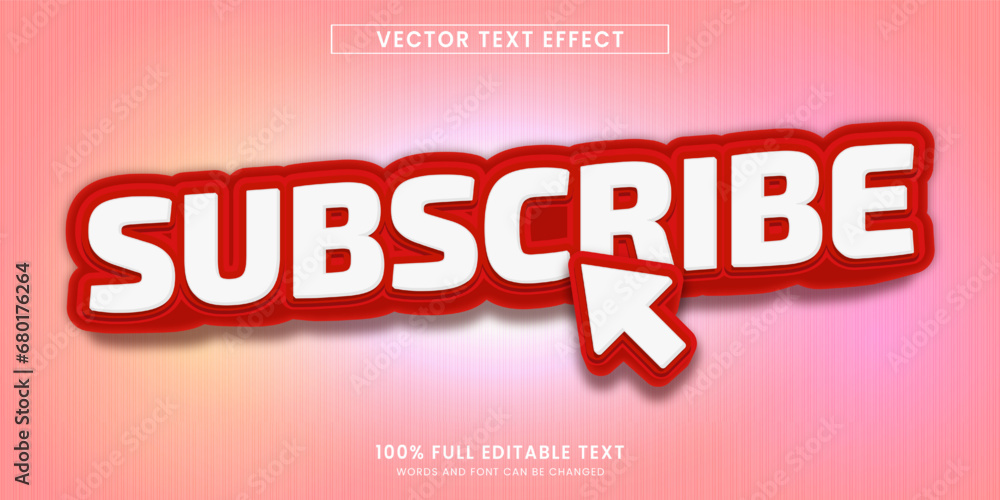 Wall mural vector design editable text effect, subscribe text style