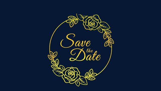 Save the date wedding invite pink floral animation