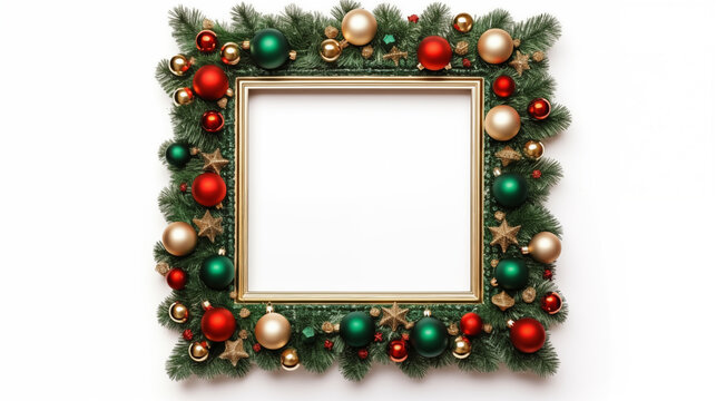 christmas picture frame with decoration isolated