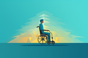 Illustration of a person sitting on wheelchair