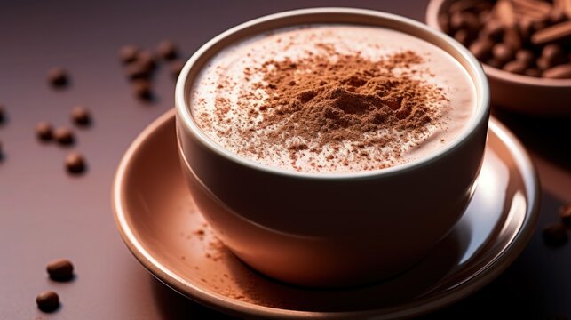 Powerpoint Slides Template Background Cup of Coffee Mocha Hot Cocoa Mix Chocolate Latte Cappucino Birds Eye View for Advertising Marketing Presentation Concept of Starbucks Godiva Hershey's Nestle