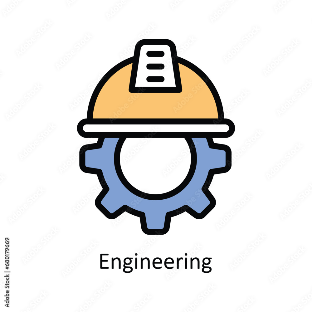 Poster engineering vector filled outline icon design illustration. business and management symbol on white 