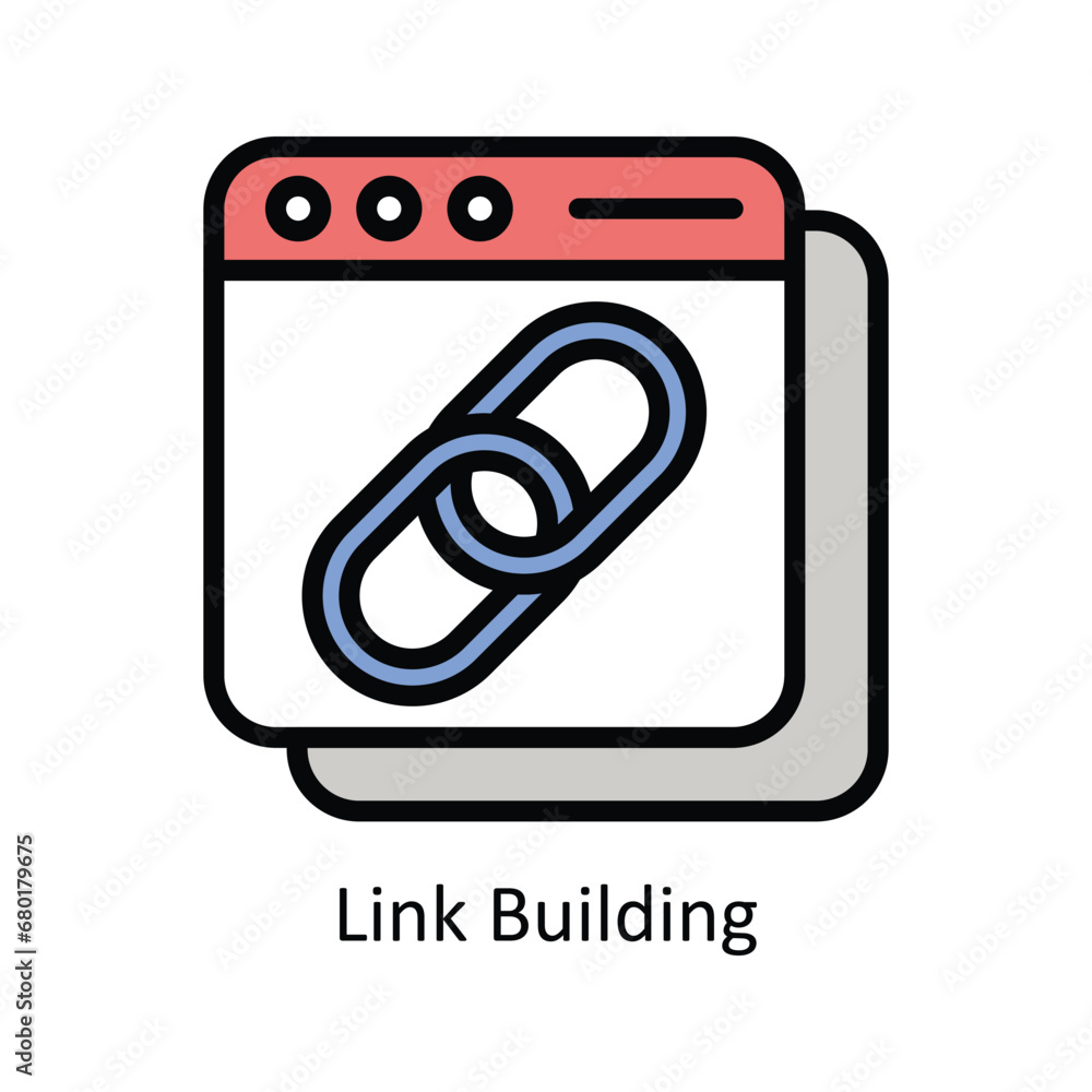 Poster link building vector filled outline icon design illustration. business and management symbol on whit