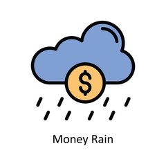 Money Rain vector filled outline Icon Design illustration. Business And Management Symbol on White background EPS 10 File