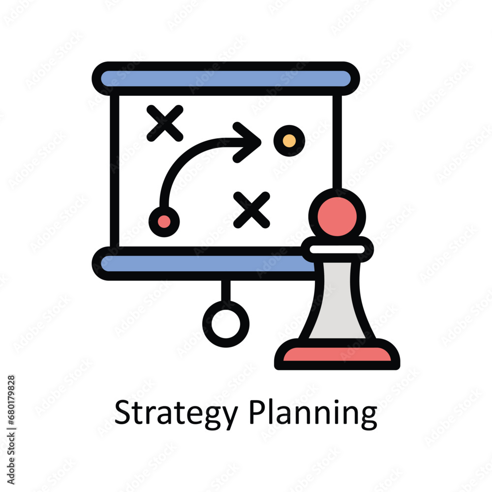 Poster strategy planning vector filled outline icon design illustration. business and management symbol on 