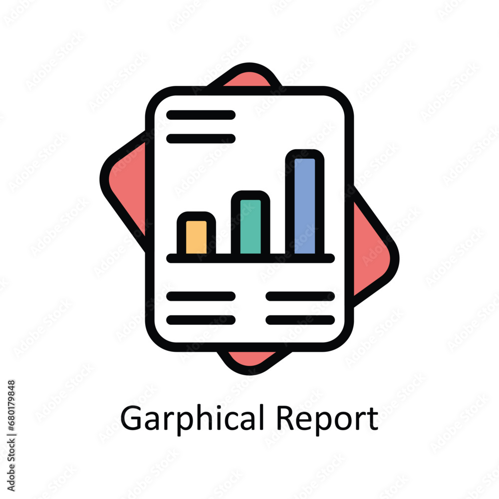 Poster graphical report vector filled outline icon design illustration. business and management symbol on w