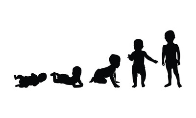 Boy growing up silhouettes collection premium vector template