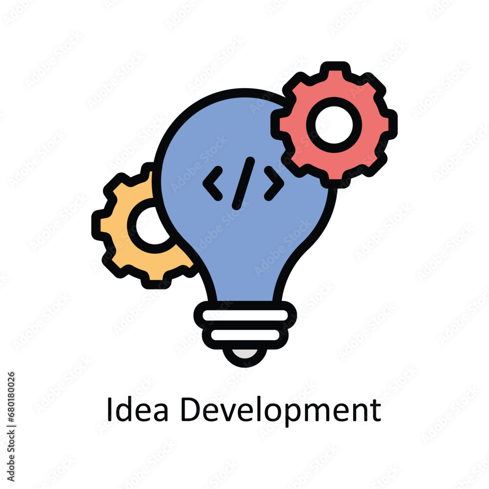 Poster idea development vector filled outline icon design illustration. business and management symbol on w