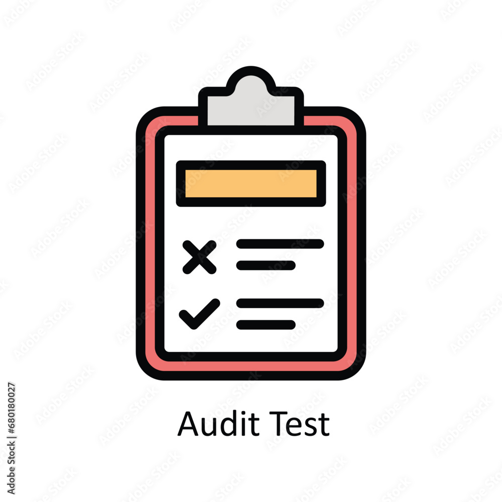 Poster audit test vector filled outline icon design illustration. business and management symbol on white b
