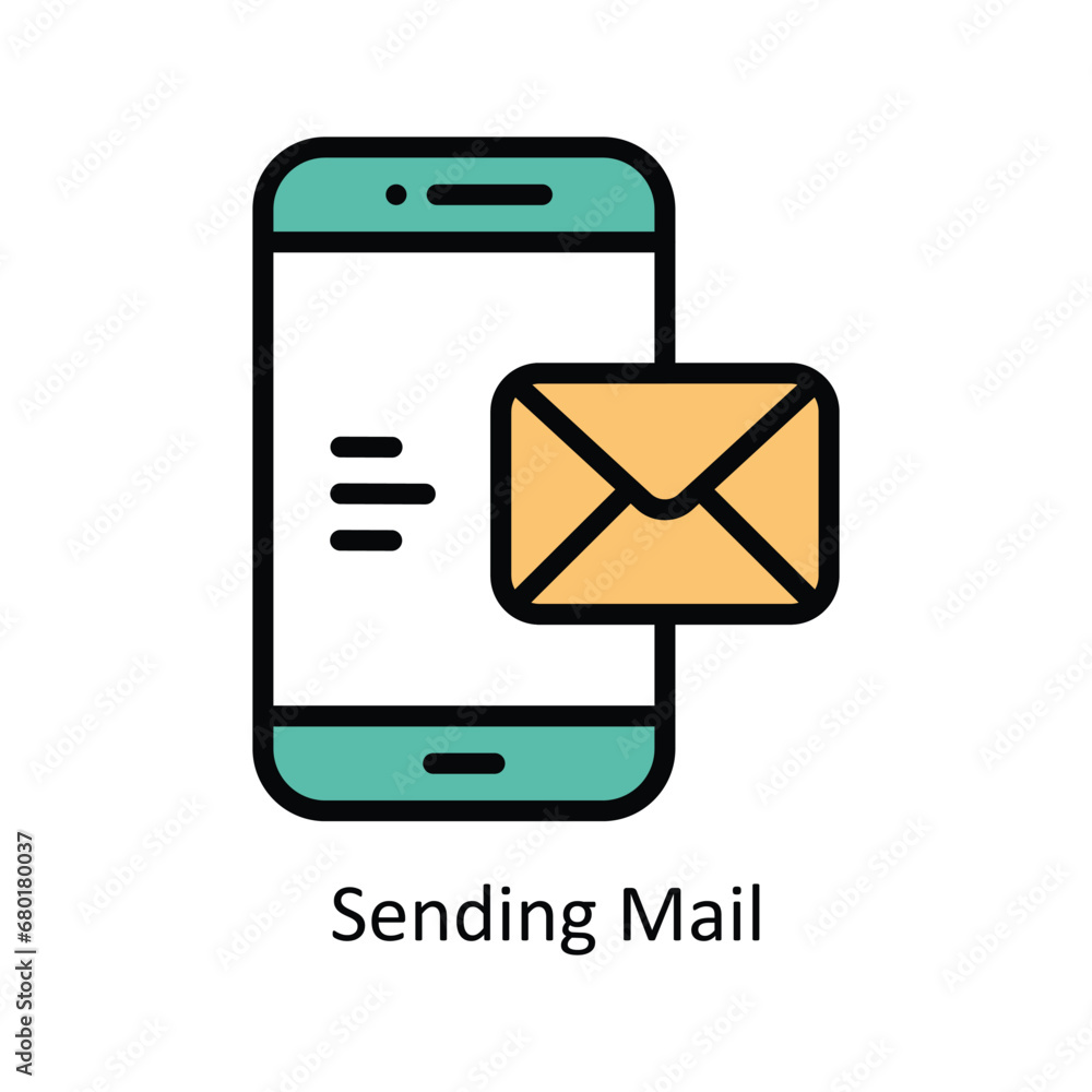 Poster sending mail vector filled outline icon design illustration. business and management symbol on white