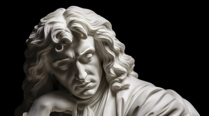 Marble Statue of Isaac Newton. Pioneer in Physics, Mathematics, and Astronomy.