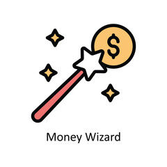 Money Wizard vector filled outline Icon Design illustration. Business And Management Symbol on White background EPS 10 File