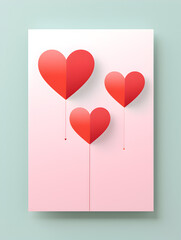 Fototapeta na wymiar Artistic red hearts with a minimalist design, symbolise love and romance. Ideal for a valentine's card design.