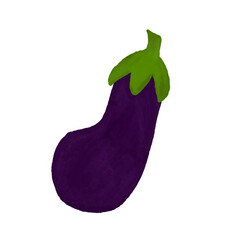 Vector watercolor illustration of one blue fresh eggplant
