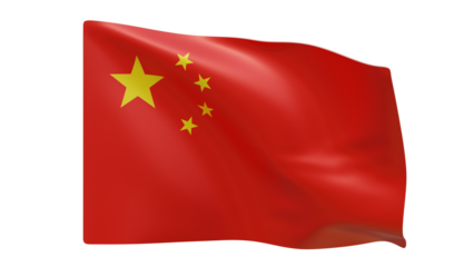 China flag realistic 3d render isolated, chinese flag isolated, chinese flag background