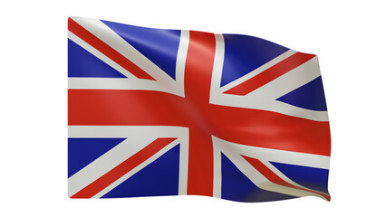 United kingdom flag realistic 3d render isolated, british flag isolated, united flag background