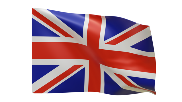 United kingdom flag realistic 3d render isolated, british flag isolated, united flag background