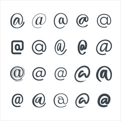  A set of arroba, at sign, at symbol, at the rate, email icon concept design stock illustration