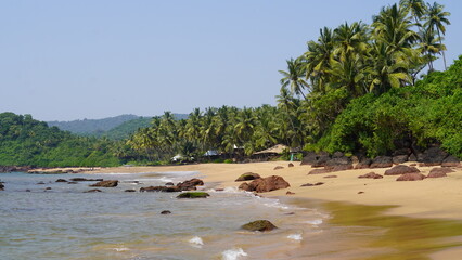 Paradise beach Cola beach Goa India travel palms with sea © Kamila