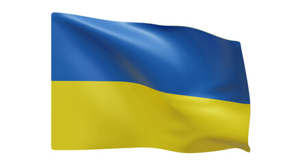 Ukraine flag realistic 3d render isolated, ukraine flag isolated, ukraine flag background