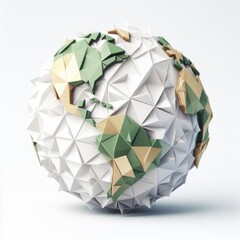 PLANET EARTH IN ORIGAMI VERSION WITH PAPER DETAILS, PLANET EARTH ORIGAMI ILLUSTRATED, CREATED WITH AI
