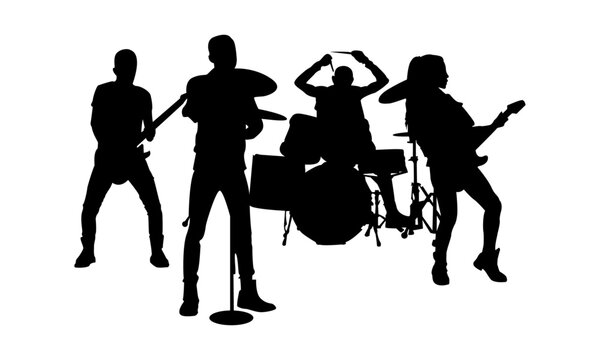 Silhouette - rock band stock vector. Illustration of tune