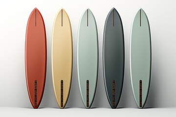 Paddle and Surfboards on a Clean White Canvas