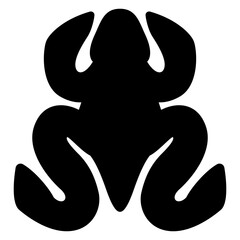 Stylized frog or toad. Black silhouette on white background. Native American animal design of Cuimbaya culture from ancient Columbia. 