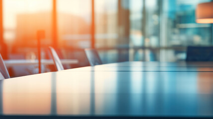 Fototapeta premium Bright Office Workspace with Sunlight and Bokeh