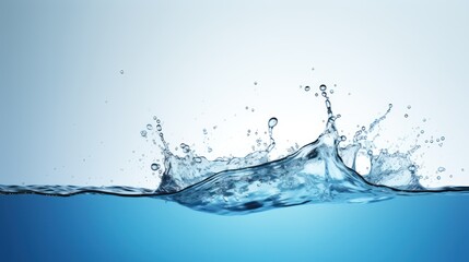  a blue water background with a splash of water on top of the water and the bottom of the water is blue and the bottom of the water is almost clear.