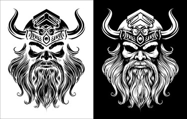 A Viking warrior or barbarian gladiator man mascot face looking strong wearing a helmet. In a retro vintage woodcut style.